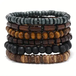 6pcs Beaded Bracelets For Men Set - Daily Decoration Gift For Family and Friends