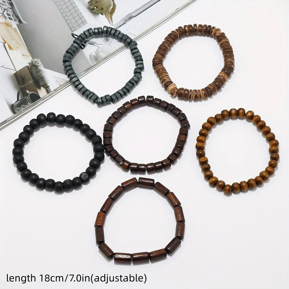 6pcs Beaded Bracelets For Men Set - Daily Decoration Gift For Family and Friends