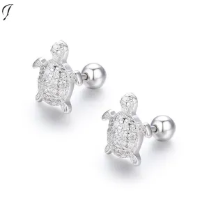 925 Scuba Real Silver Earrings: Turtles