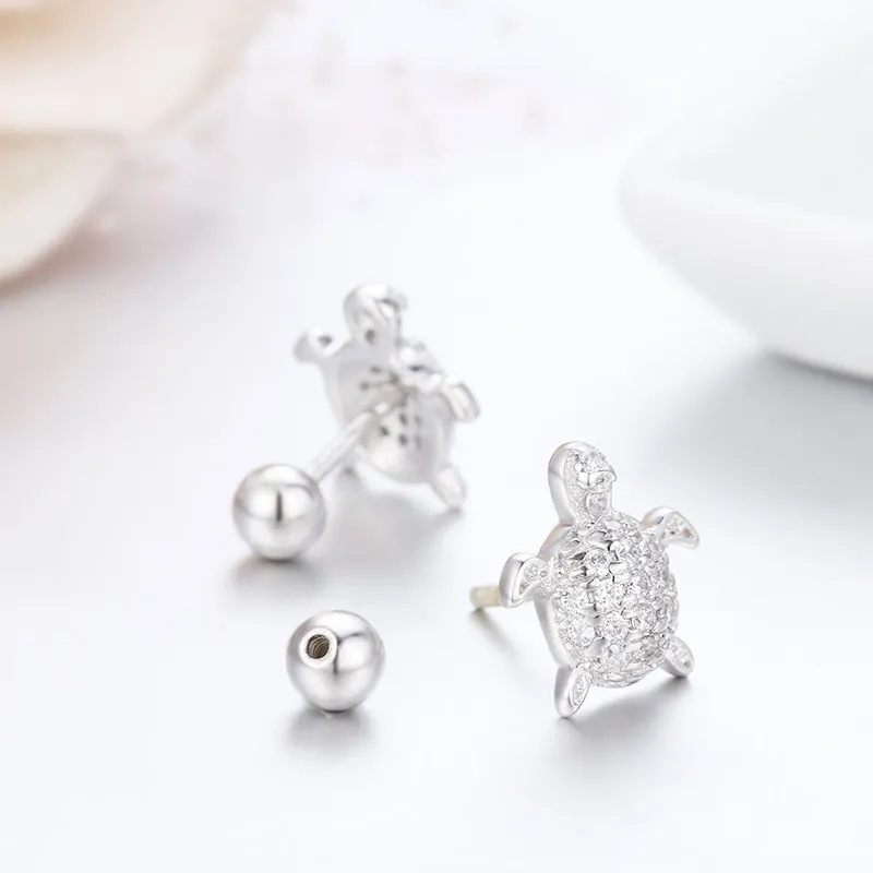 925 Scuba Real Silver Earrings: Turtles