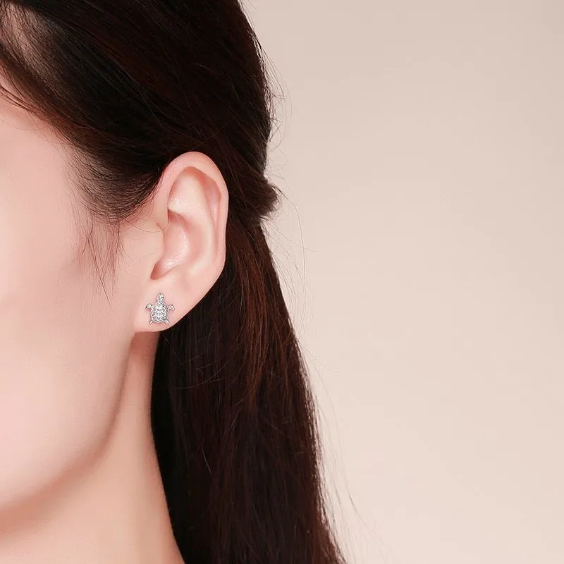 925 Scuba Real Silver Earrings: Turtles