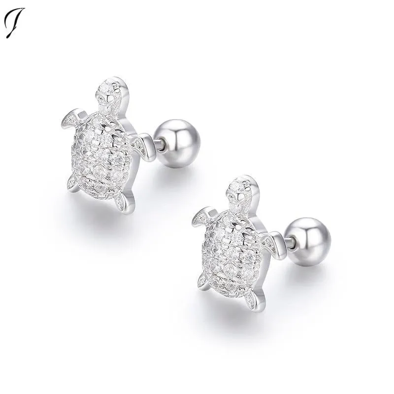 925 Scuba Real Silver Earrings: Turtles