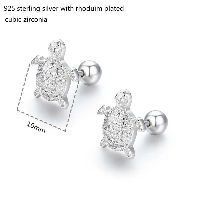 925 Scuba Real Silver Earrings: Turtles