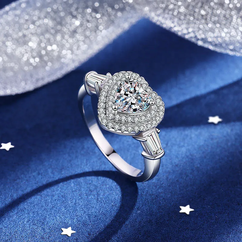 925 Silver Heart Luxury Moissanite Ring