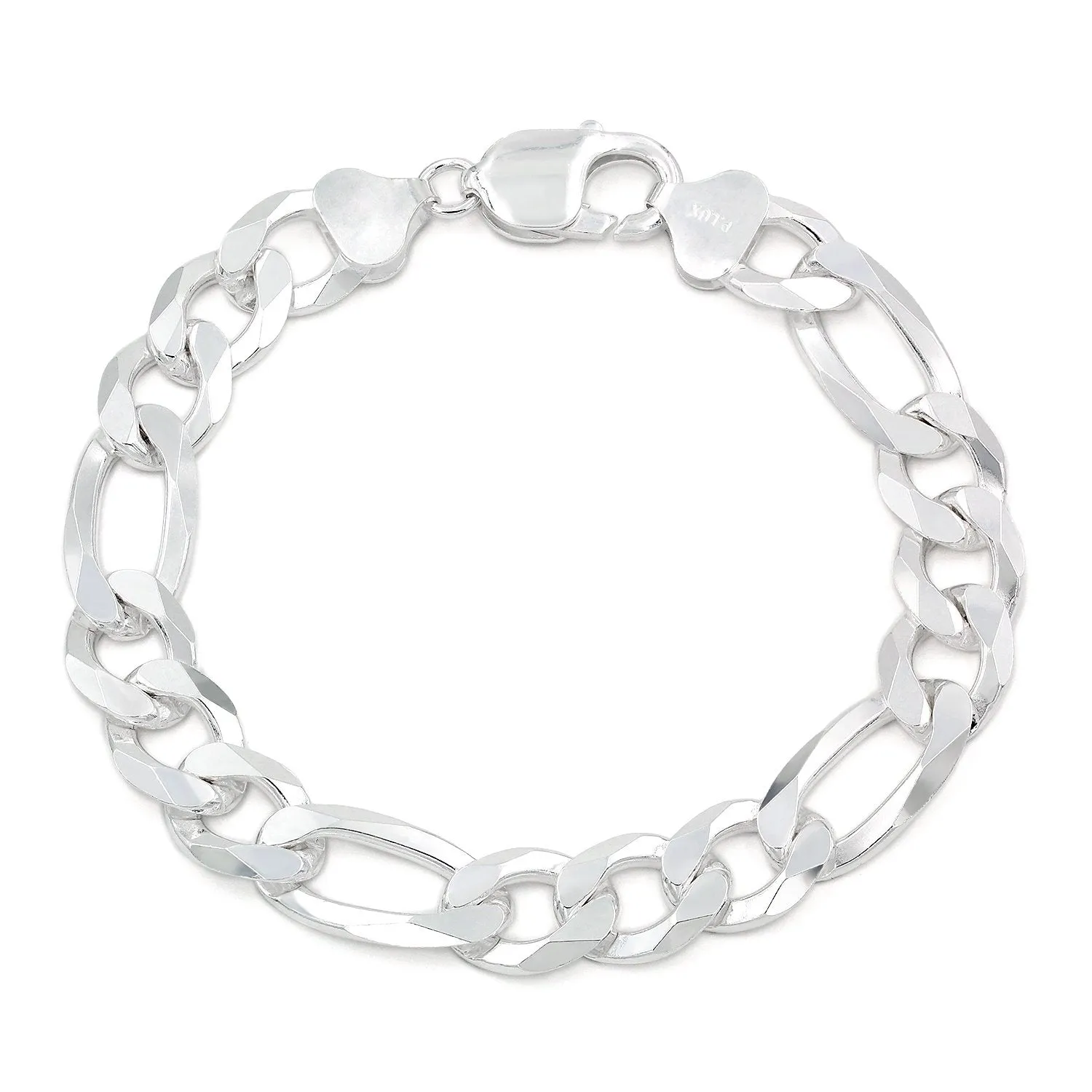 925 Sterling Silver 10.5mm Solid Figaro ITProLux Bracelet