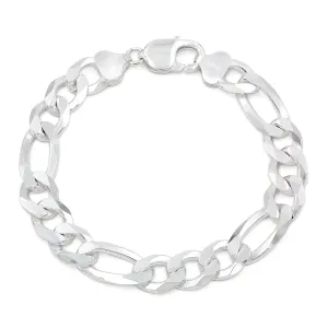 925 Sterling Silver 10.5mm Solid Figaro ITProLux Bracelet