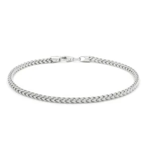 925 Sterling Silver 2.5mm Solid Franco Rhodium Bracelet/Anklet