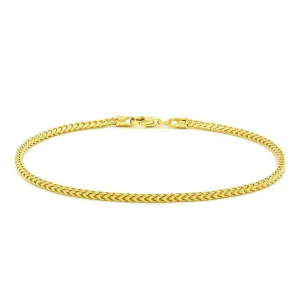925 Sterling Silver 2mm Solid Franco Gold Plated Bracelet