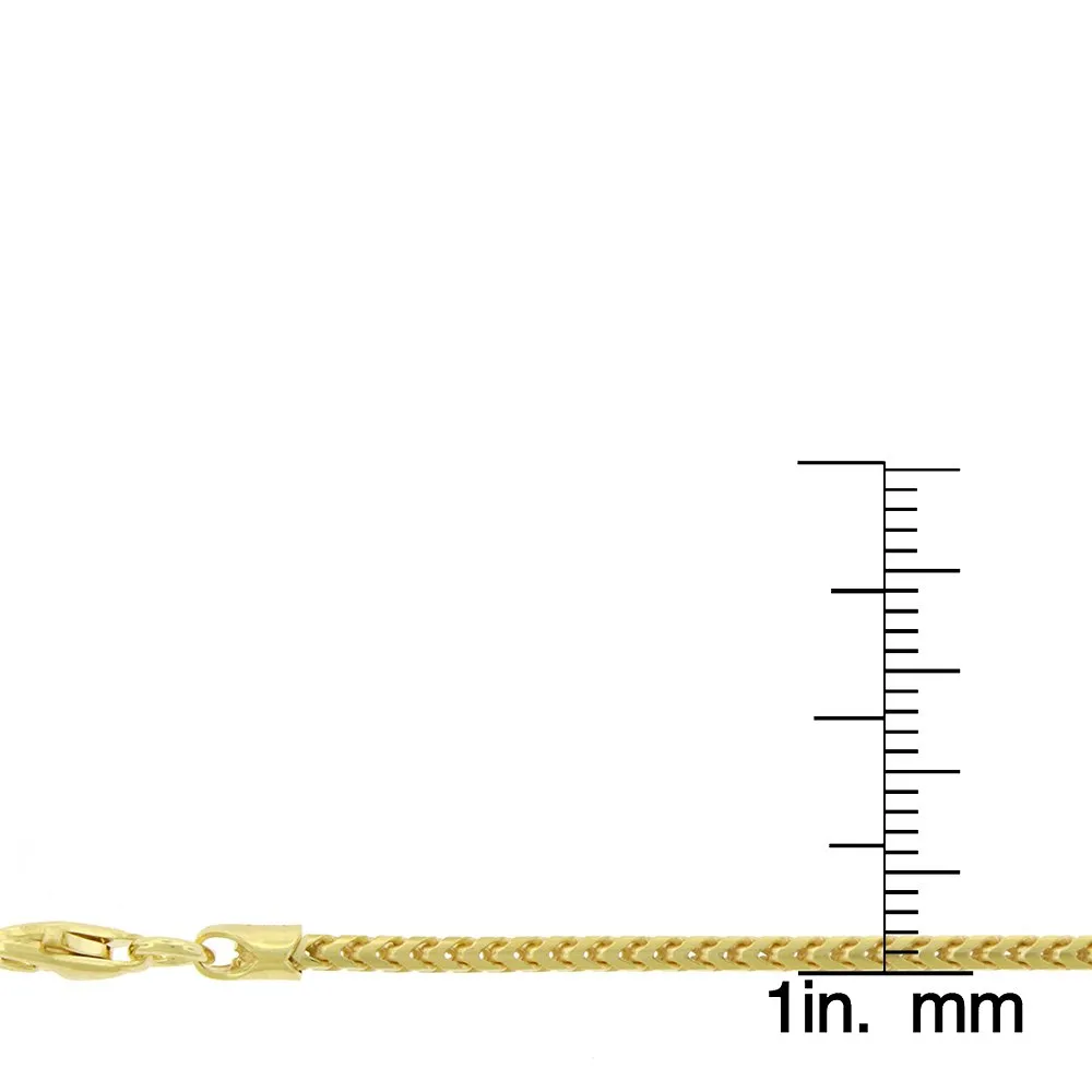 925 Sterling Silver 2mm Solid Franco Gold Plated Bracelet
