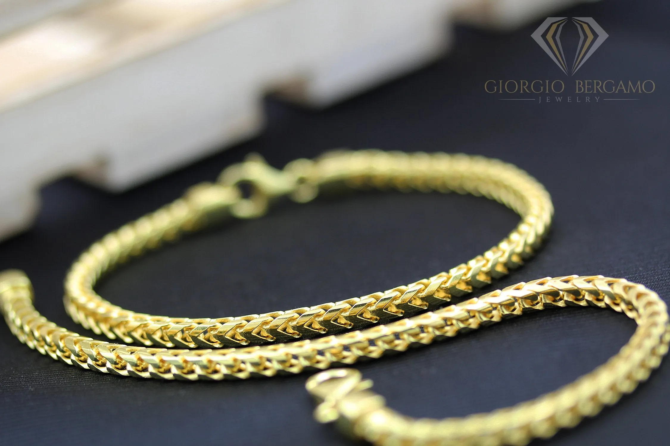 925 Sterling Silver 3.5mm Solid Franco Gold Plated Bracelet