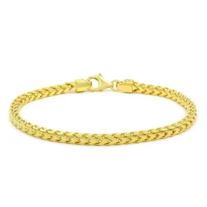 925 Sterling Silver 3.5mm Solid Franco Gold Plated Bracelet