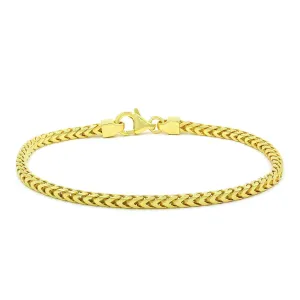 925 Sterling Silver 3mm Solid Franco Gold Plated Bracelet
