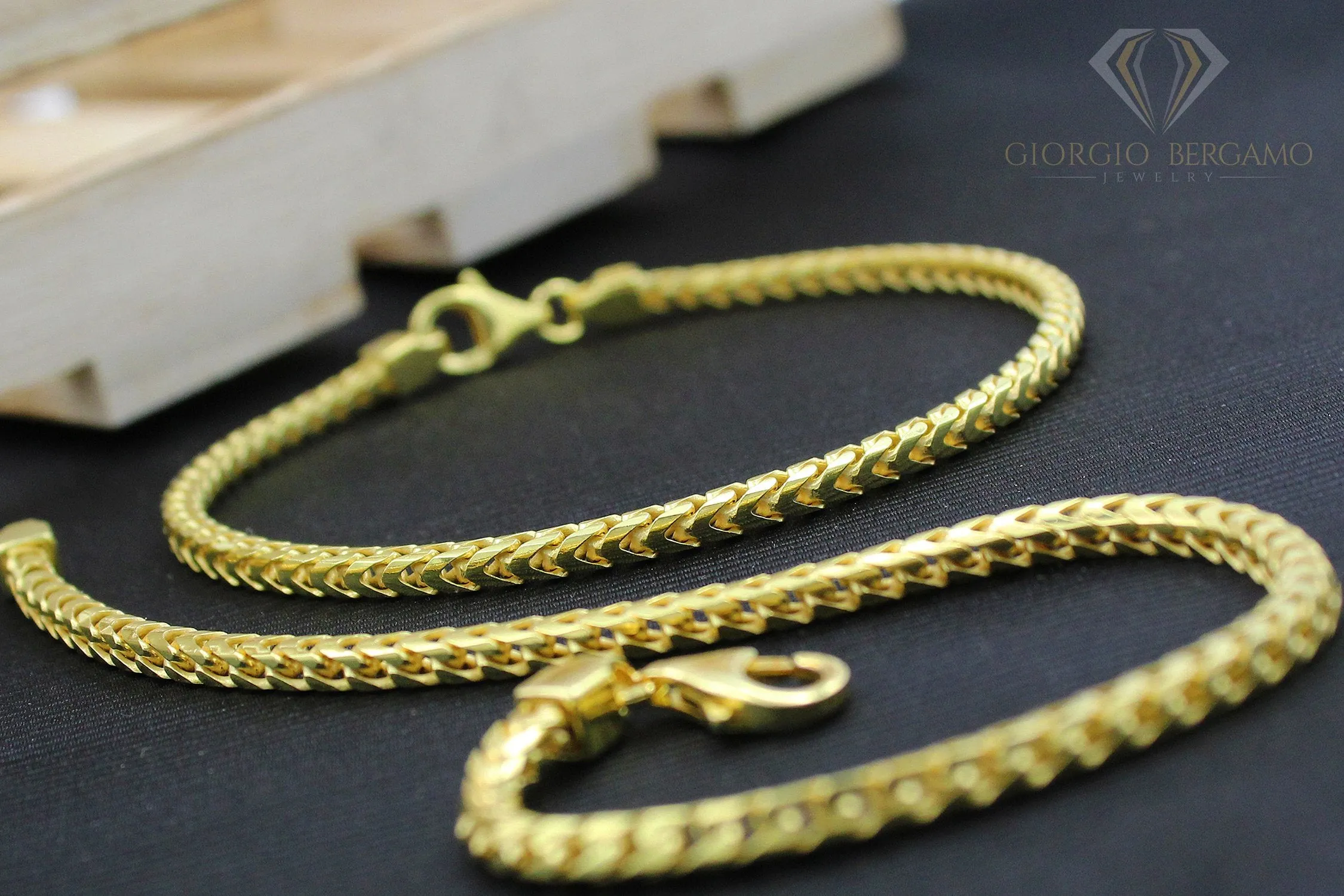 925 Sterling Silver 3mm Solid Franco Gold Plated Bracelet