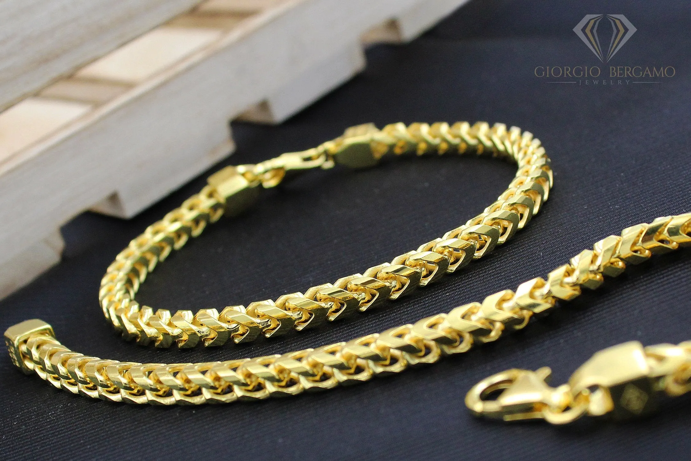 925 Sterling Silver 5mm Solid Franco Gold Plated Bracelet
