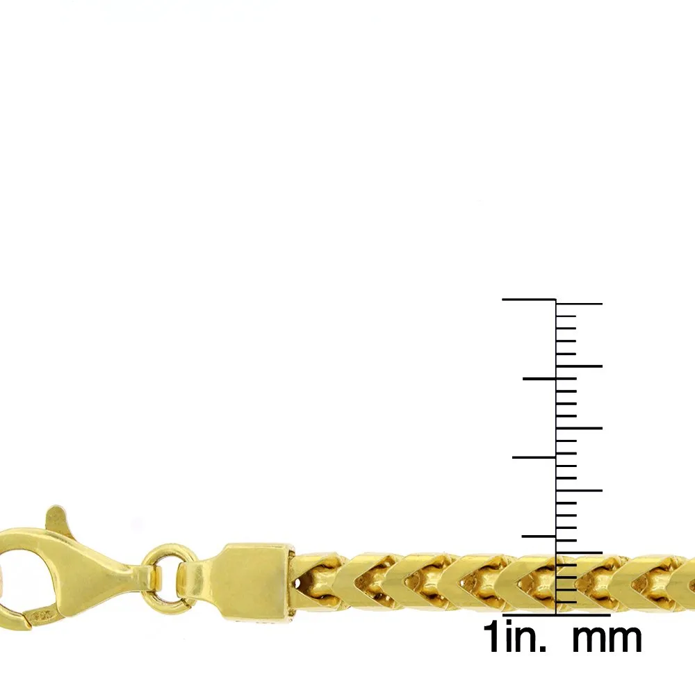 925 Sterling Silver 5mm Solid Franco Gold Plated Bracelet