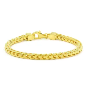 925 Sterling Silver 5mm Solid Franco Gold Plated Bracelet