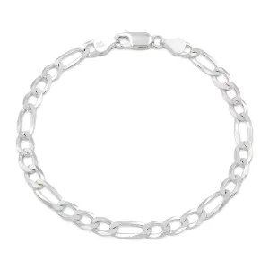925 Sterling Silver 6mm Solid Figaro ITProLux Bracelet