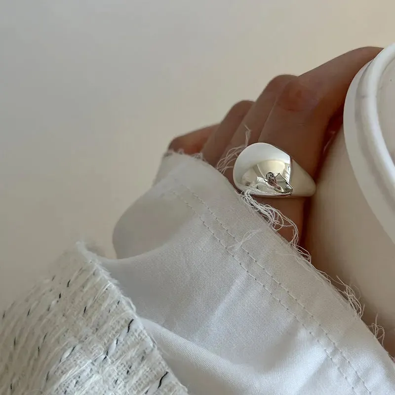 925 Sterling Silver Smooth Surface Female Adjustable Ring Wedding Rings For Women Luxury Jewelry