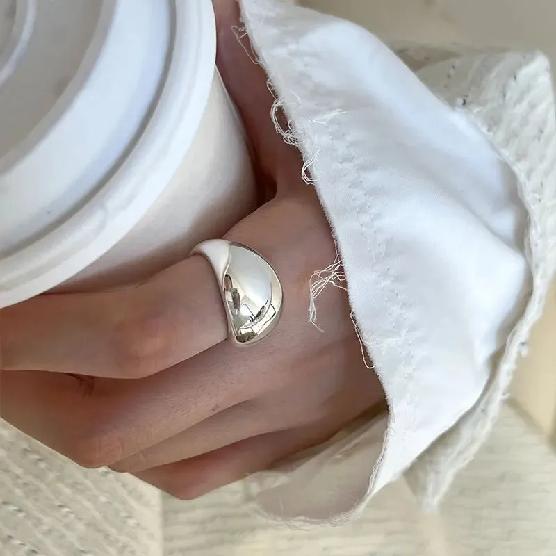 925 Sterling Silver Smooth Surface Female Adjustable Ring Wedding Rings For Women Luxury Jewelry