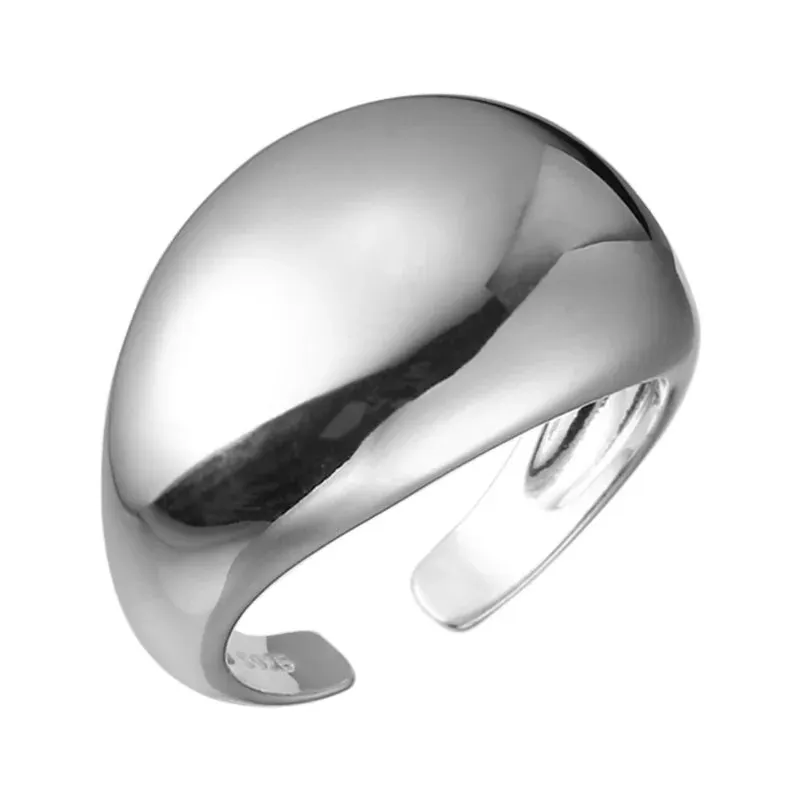 925 Sterling Silver Smooth Surface Female Adjustable Ring Wedding Rings For Women Luxury Jewelry