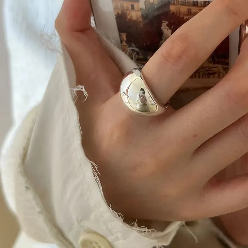 925 Sterling Silver Smooth Surface Female Adjustable Ring Wedding Rings For Women Luxury Jewelry
