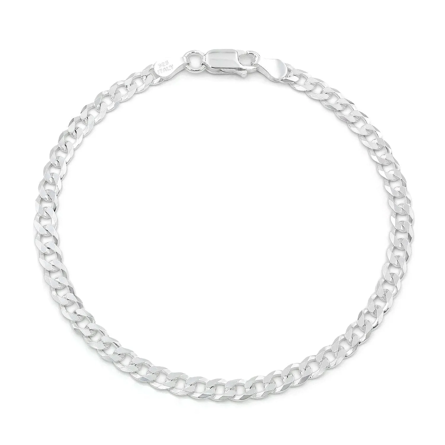925 Sterling Silver Solid Cuban 4mm ITProLux Curb Link Bracelet