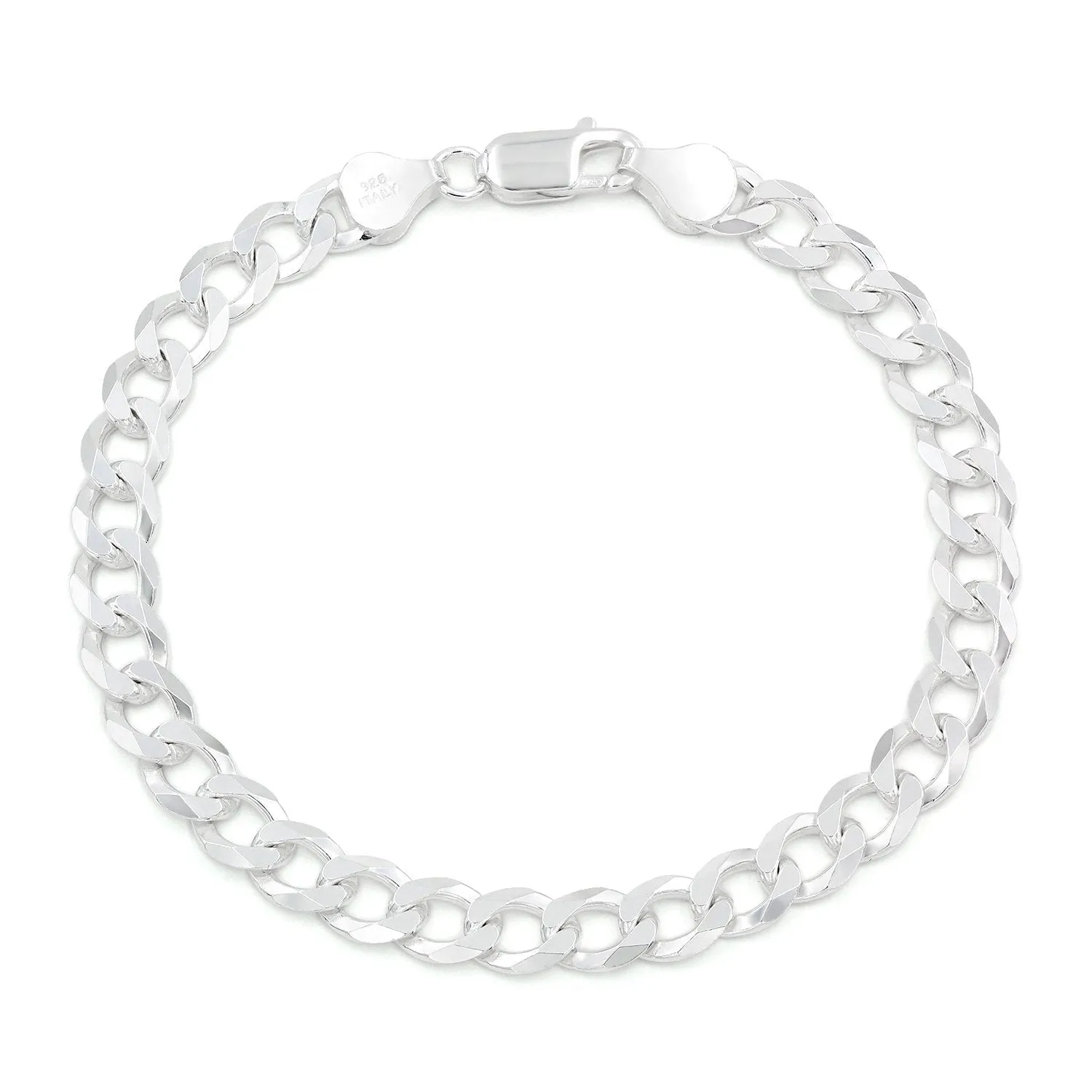925 Sterling Silver Solid Cuban 6.5mm ITProLux Curb Link Bracelet