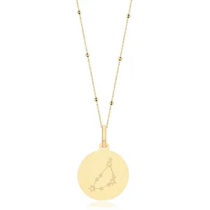 9ct Gold Capricorn Zodiac Constellation Disc Necklace