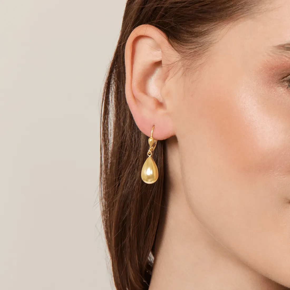 9ct Yellow Gold Silver Infused Drop Earrings