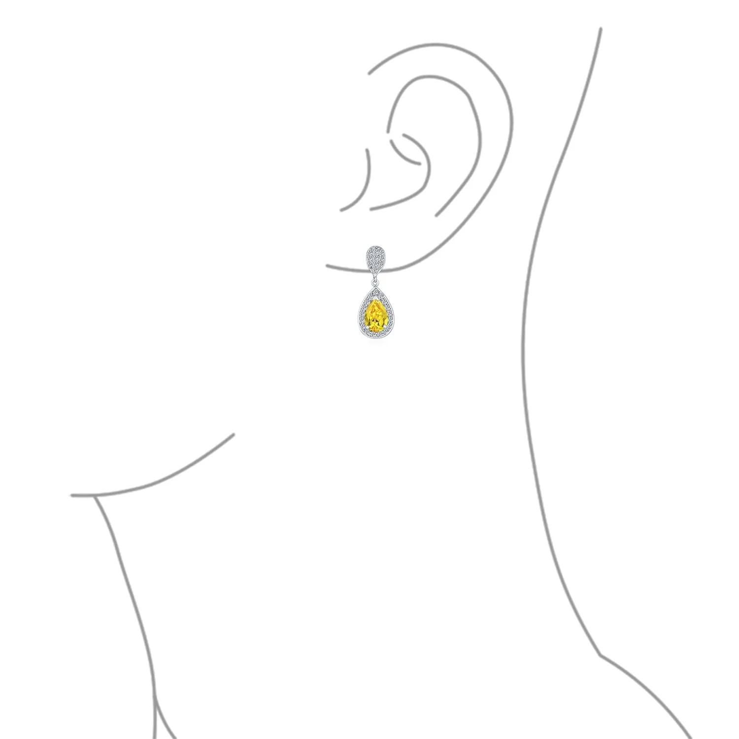 AAA CZ Pave Halo Teardrop Cubic Zirconia Dangle Earrings For Women