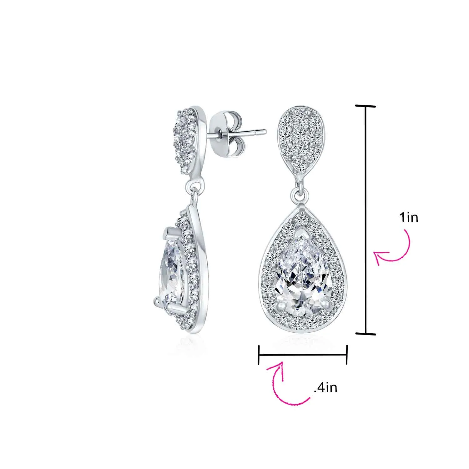 AAA CZ Pave Halo Teardrop Cubic Zirconia Dangle Earrings For Women