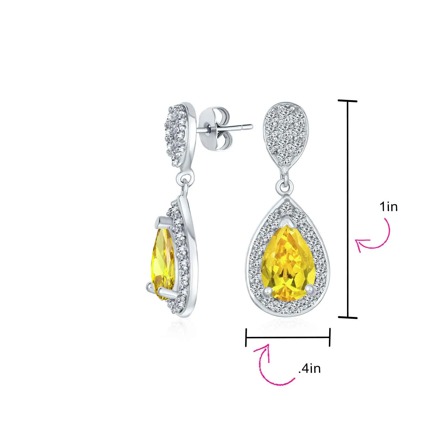 AAA CZ Pave Halo Teardrop Cubic Zirconia Dangle Earrings For Women