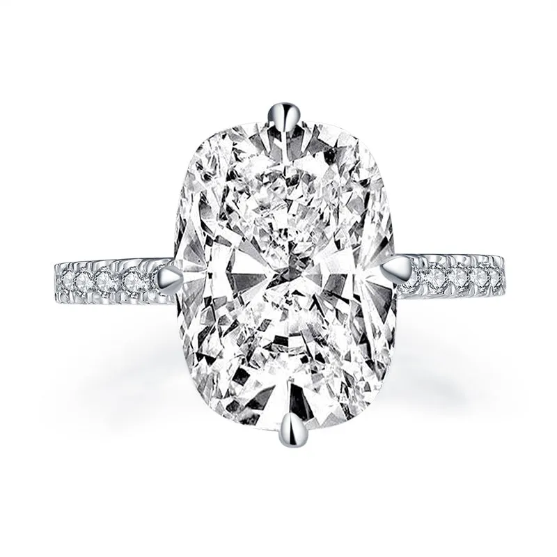 AINUOSHI 6 Carats Cushion Cut Halo Solitaire Created Diamond Engagement Ring 925 Sterling Silver Ring