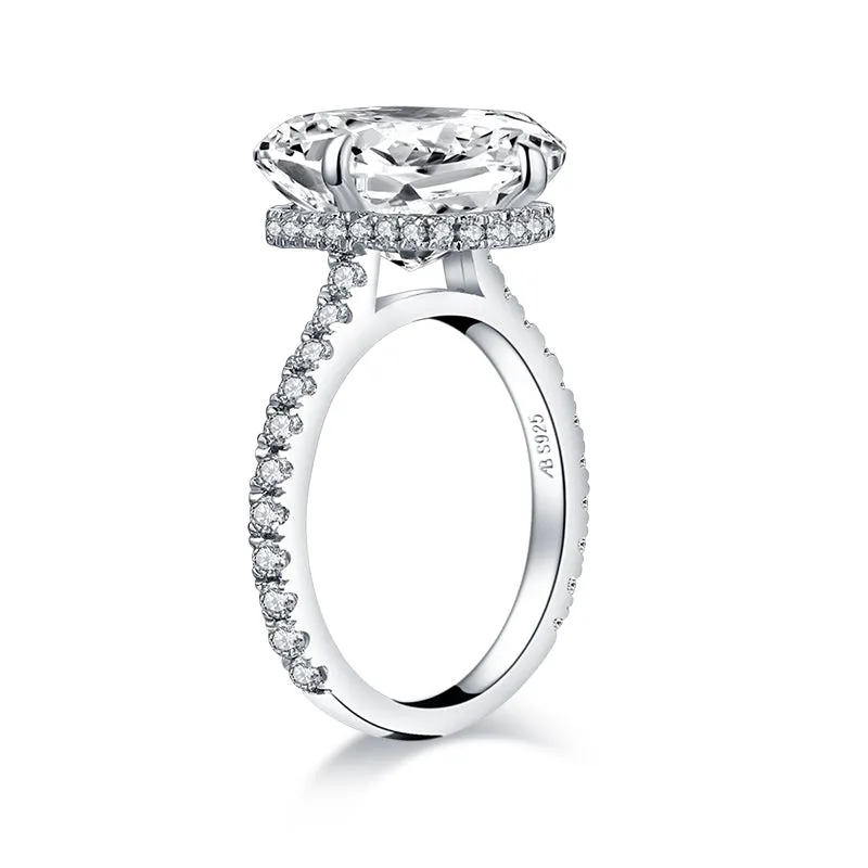 AINUOSHI 6 Carats Cushion Cut Halo Solitaire Created Diamond Engagement Ring 925 Sterling Silver Ring