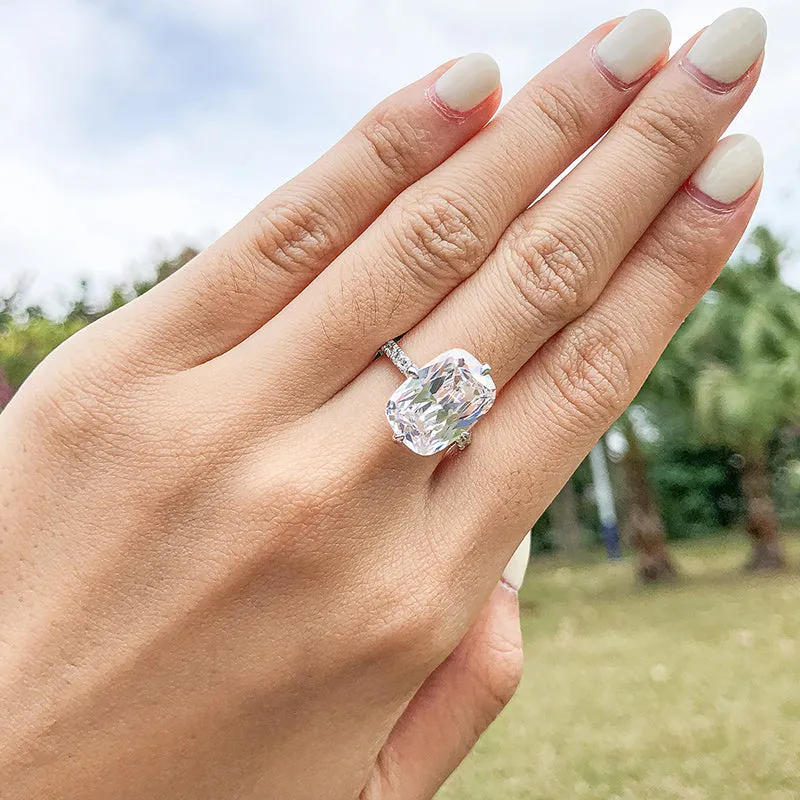 AINUOSHI 6 Carats Cushion Cut Halo Solitaire Created Diamond Engagement Ring 925 Sterling Silver Ring