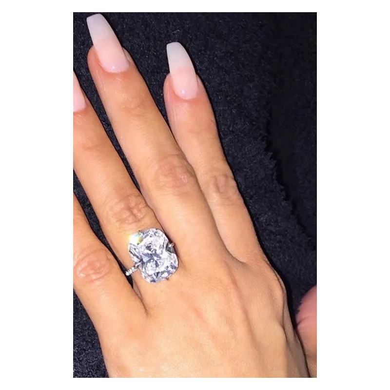 AINUOSHI 6 Carats Cushion Cut Halo Solitaire Created Diamond Engagement Ring 925 Sterling Silver Ring
