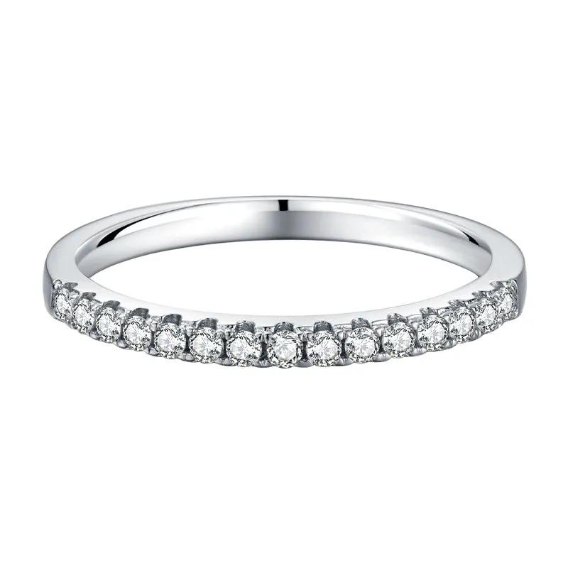 Ainuoshi Round Cut 1.5mm Moissanite Diamond Half Eternity Ring