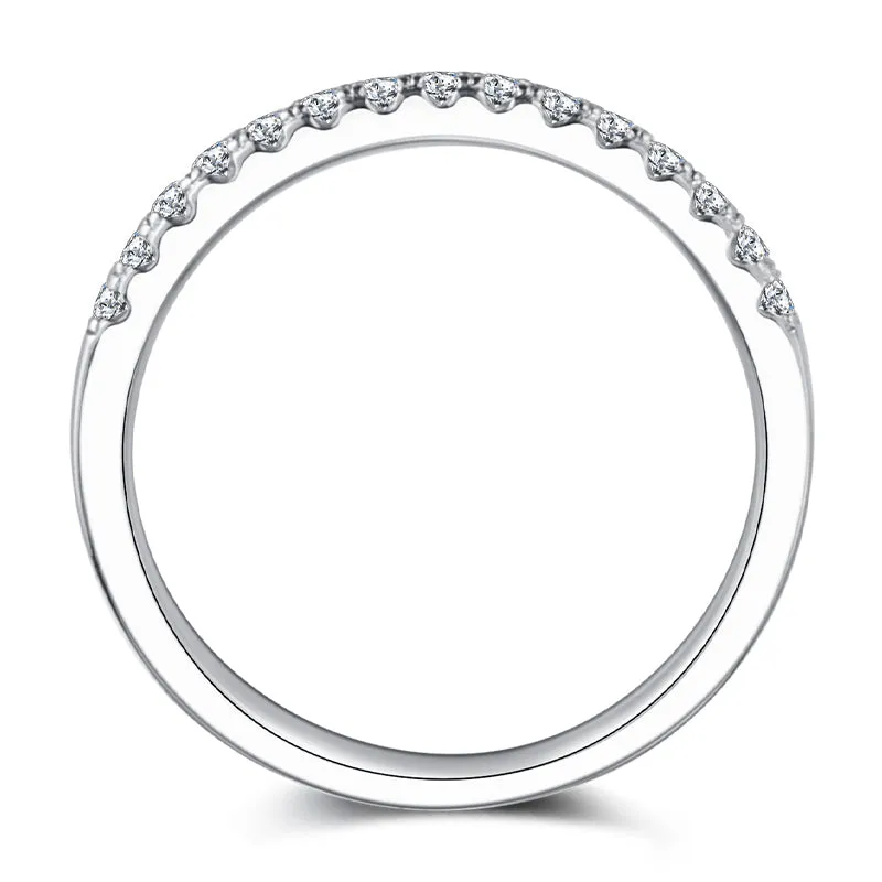 Ainuoshi Round Cut 1.5mm Moissanite Diamond Half Eternity Ring