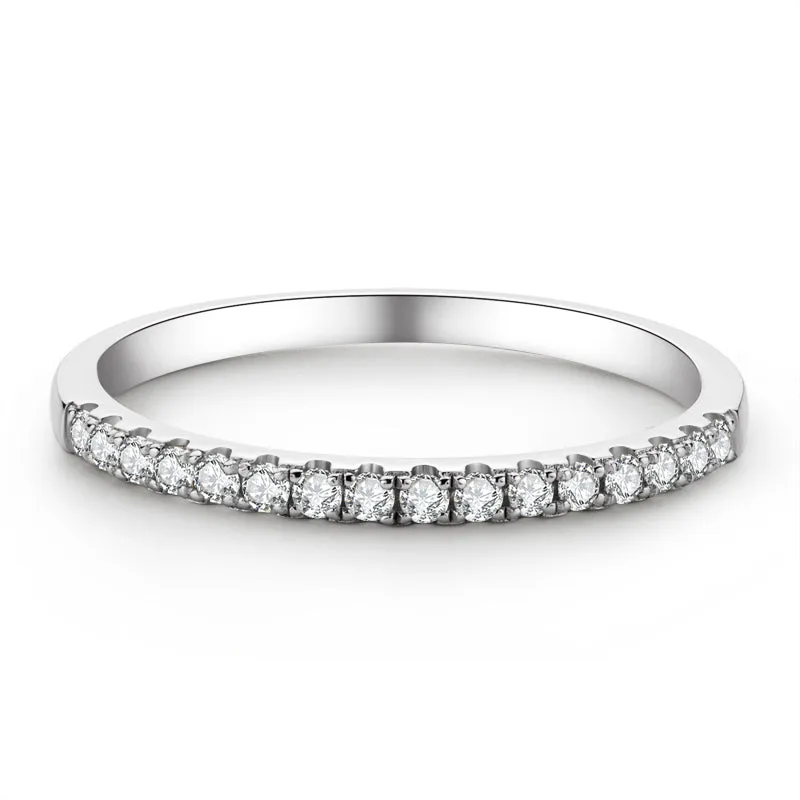 Ainuoshi Round Cut 1.5mm Moissanite Diamond Half Eternity Ring