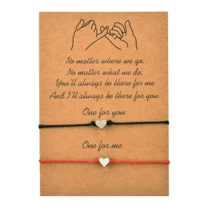 Alloy Heart Wax Thread Braided Card Bracelet