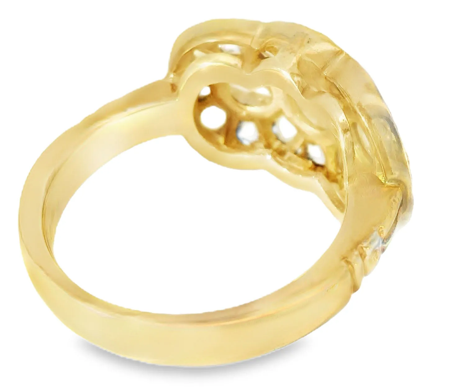 Antique Estate 14K Yellow Gold Pave Old Miner Diamond Filigree Mosaic Ring