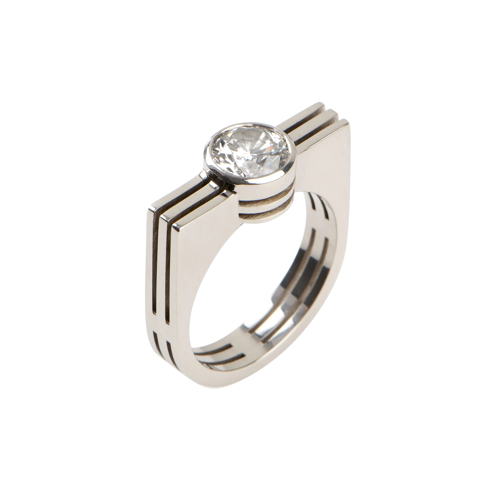Art Deco Band with Round Diamond