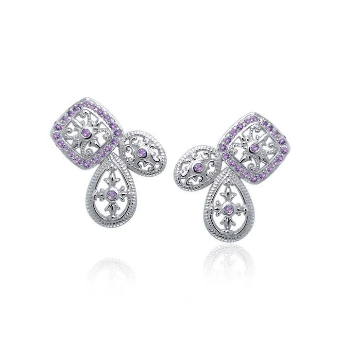 Authenticity at its finest Silver Elegant Post Earrings with Gemstones TER1213