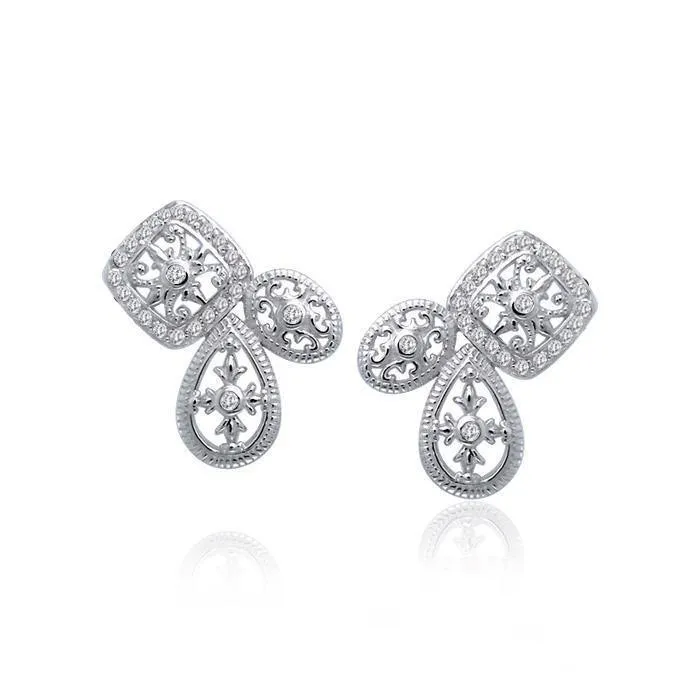 Authenticity at its finest Silver Elegant Post Earrings with Gemstones TER1213