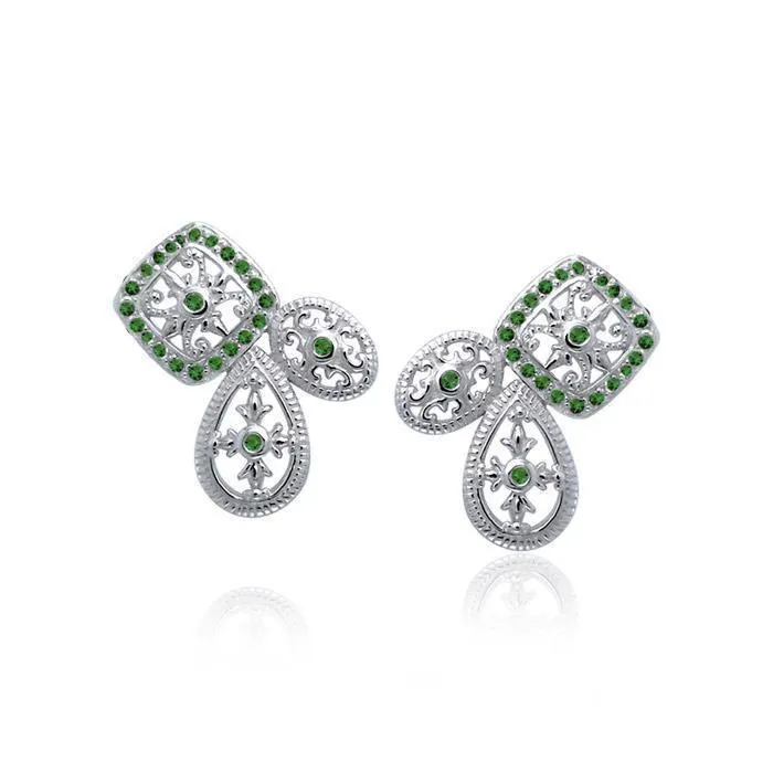 Authenticity at its finest Silver Elegant Post Earrings with Gemstones TER1213