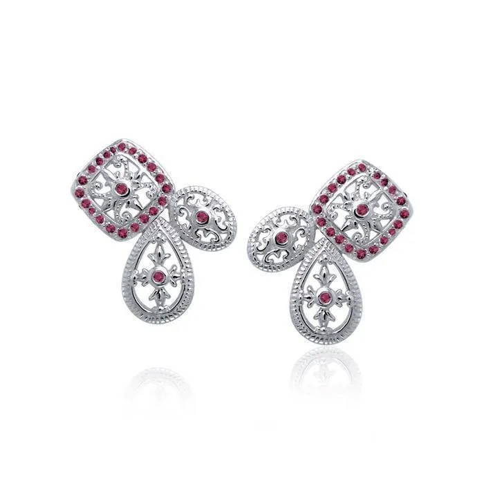 Authenticity at its finest Silver Elegant Post Earrings with Gemstones TER1213