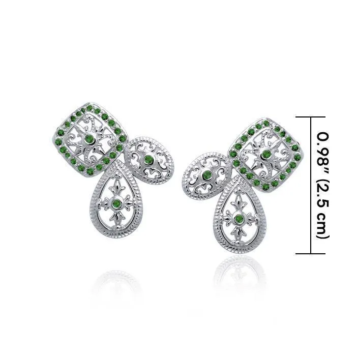 Authenticity at its finest Silver Elegant Post Earrings with Gemstones TER1213
