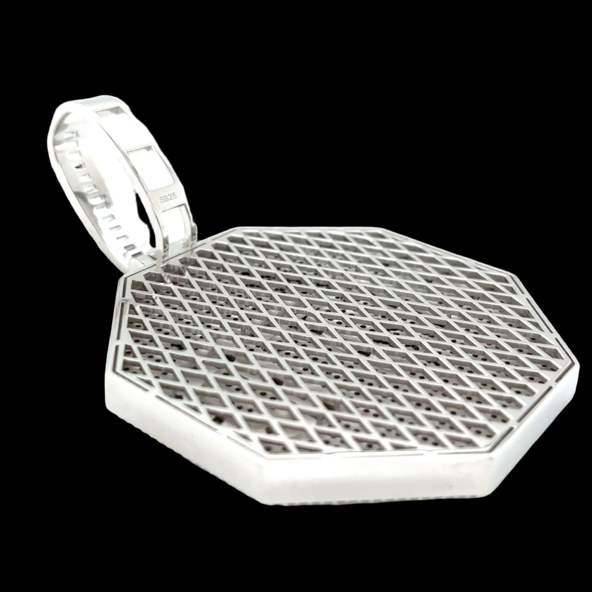 Baguette lab-created Moissanite HTD Octagon Custom Design one-of-a-kind piece Pendant Charm