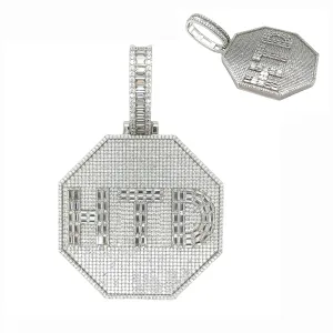 Baguette lab-created Moissanite HTD Octagon Custom Design one-of-a-kind piece Pendant Charm