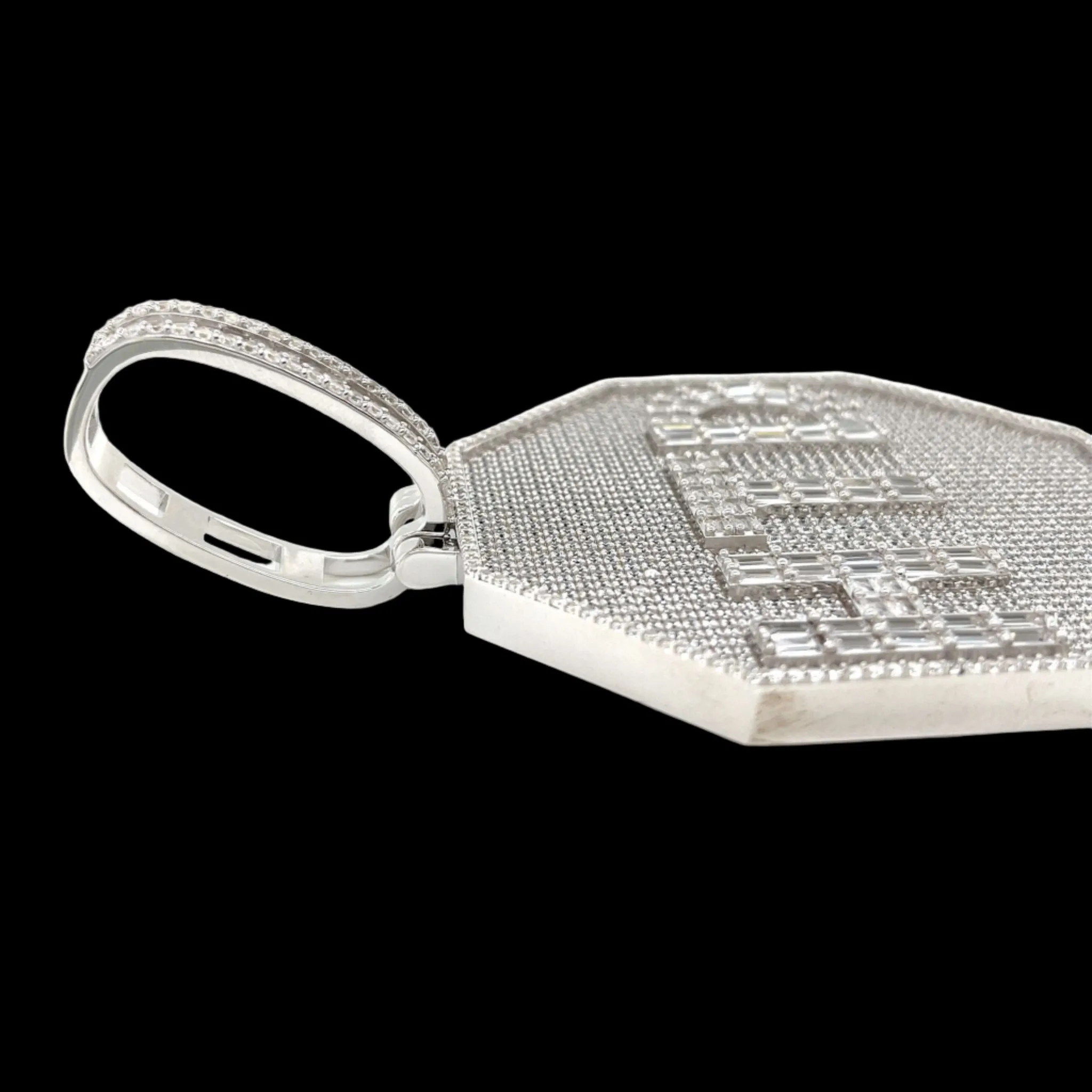 Baguette lab-created Moissanite HTD Octagon Custom Design one-of-a-kind piece Pendant Charm